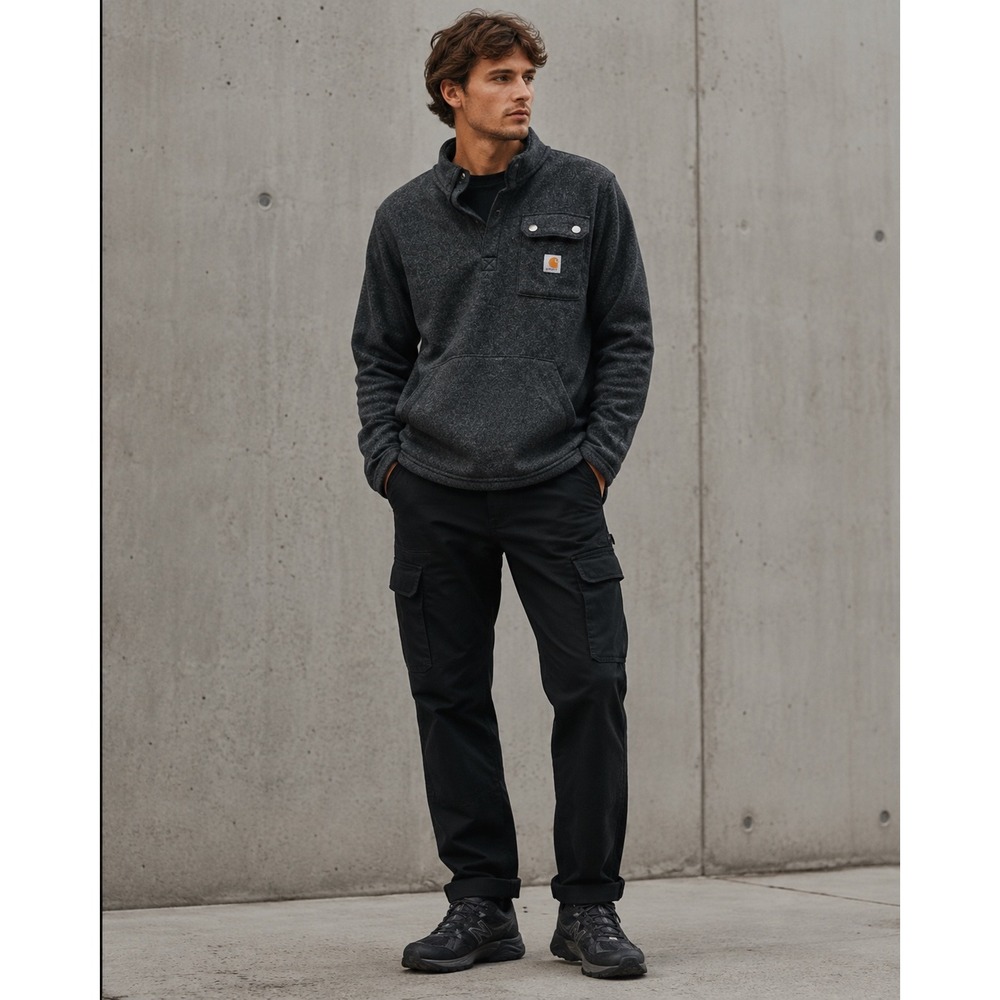Carhartt Wayland Men's Medium Black Fleece 1/4 Zip Pullover 106378 Workwear